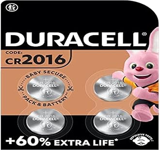 DURACELL 2016 Lithium Coin Batteries 3V (4 Pack) - Long-life Guaranteed - Baby Secure Technology - For Use in Key Fobs, Small Home Remotes, Fitness Watches - Baby Secure Packaging