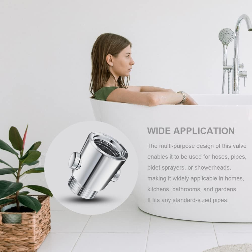 Shower Shut Off Valve Button Type G1/2'' Universal Water Flow Control Valve for Shower Arm and Hose or Bidet Sprayer
