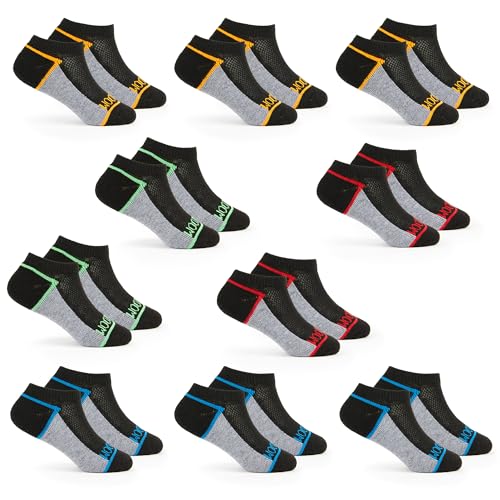 Fruit of the Loom - Fruit of the Loom Boys Low Cut Ankle Socks - 10 Pack - Cushioned, Breathable, No Show Black Socks, Large