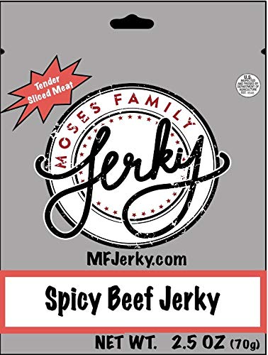 Moses Family Jerky, Spicy Beef Jerky, (1) 2.5 Ounce, Fresh, Sliced Meat
