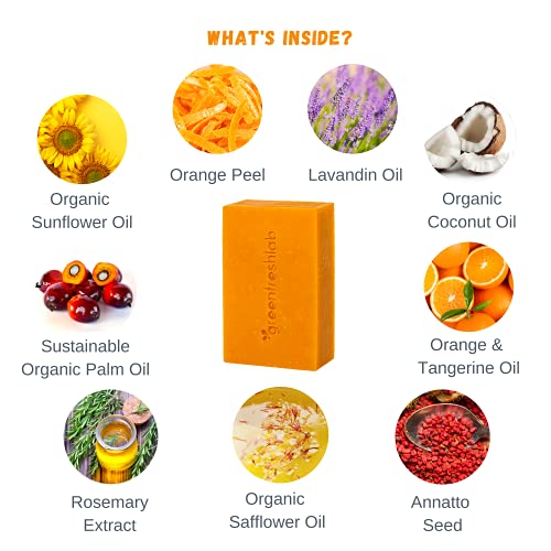 Citrus Lavender Soap Bar With 85% Organic Ingredients, Soothing For All Skin Types With Orange Peel, Energizing & Refreshing, Hydrating & Moisturizing, Vegan & Cruelty Free, 4 Oz #TOP1