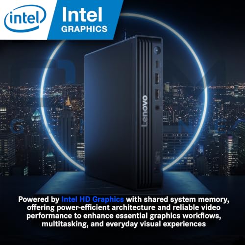 Image of Lenovo ThinkCentre Tiny M70q Gen 6, Intel Ultra Core S3 (Beats i7-13700T), 32GB DDR5, 512GB NVMe, DisplayPort, HDMI, WiFi 6E, RJ-45, Wired KB & Mouse, Win 11 Pro, AI Business Desktop - Black