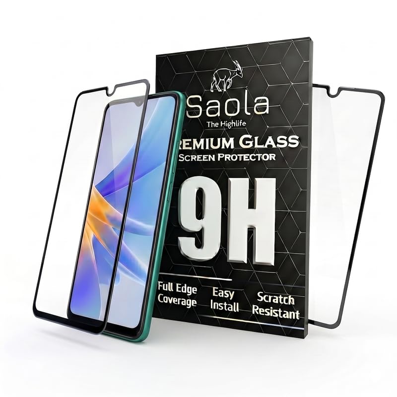 Image of Saola HD+ Oleophobic Tempered Glass Screen Protector For Redmi 9A Sport (Pack Of 2) with Free Installation Kit. Full screen Coverage - 6.53 inch