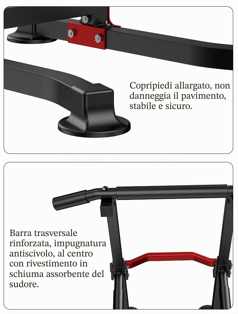 Torre di Potenza Stazione di Trazione con Barra per Trazioni - Attrezzatura per Palestra Domestica Multiuso con Altezza Regolabile e Cuscinetti Antiscivolo - Capacità 330lbs/150kg