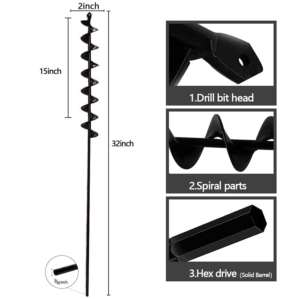 Auger Drill Bit Planting Hole Bulb Bedding Digging Post Hole Planting Tool 3 4 Shaft Auger Hole Digger Replacement Auger Bits Earth Auger Digging Bit