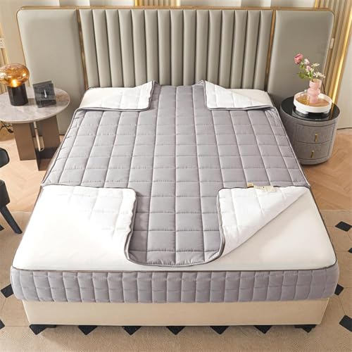 Funda de colchón Lavable y Transpirable con Cremallera, tamaño Personalizable, Adecuada para Almohadillas Gruesas y Suaves.-Gray- 90x200+25cm