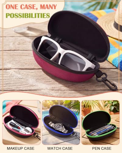 Image of Treela 24 Pcs Sunglasses Case Portable Travel Hard Shell Zipper Frame Summer Eyeglasses Case with Plastic Hook for Women Men