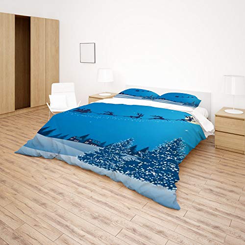 Parure de lit King Nuit de Noël 3 pièces en polyester doux - 5