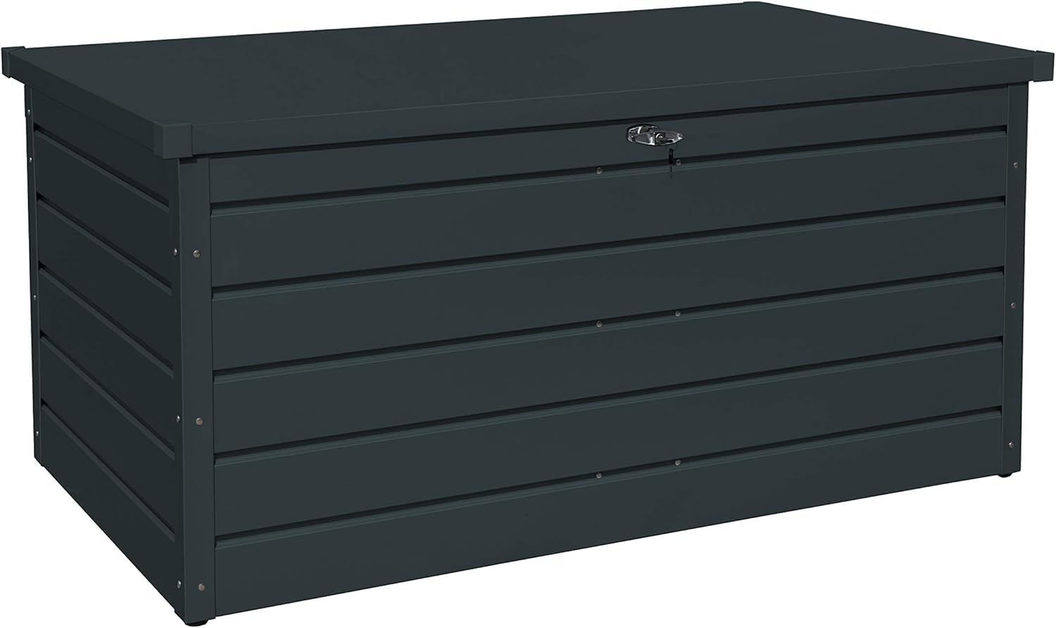 Duramax Palladium Kissenbox aus Metall XL (1043 L) mit hydraulischer Gasdruckfeder und abschließbarem Griff mit Schlüssel, Terrassenbox und Gartenmöbelaufbewahrung, Anthrazit