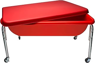 Children's Factory Medium Sensory Table and Lid – 18″ Height, Sandbox with Lid, Water Table for Kids, Red