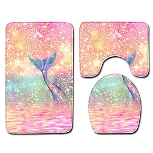 Claean-Acces-Home Toilettendeckelbezug Nordic 3 STK. Badematte Set Bad Toilette Dusche Duschraum Teppich Teppiche Memory Foam 3D Pferde Tier Teppich Sets-No-6_50X80Cm 3Pcs