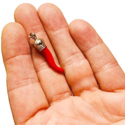 Italian Red Horn Pendant - Silver Cornicello Good Luck Pendant3