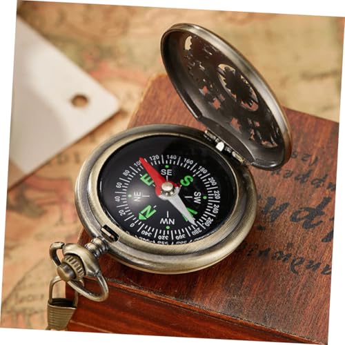 Brújula de bolsillo Vintage SUPVOX estilo reloj portátil miniatura 4