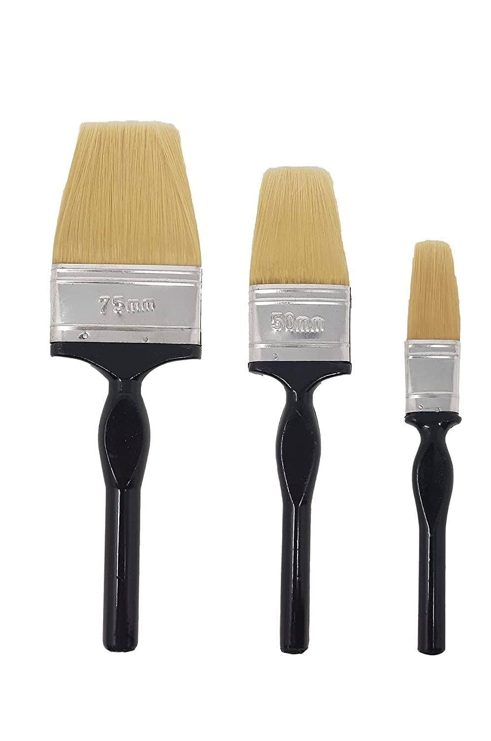 Paint Brushes Set of 3, Professional Flat Bristle Brushes, 75mm, 50mm, 25mm Width, Black Handle-image-9