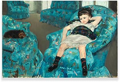 Mary Cassatt Canvas Wall Art - Little Girl In A Blue Armchair Poster - Impressionism Art Prints - Fine Art Oil Paintings For Home Girls Bedroom Unframed (Little Girl in a Blue Armchair,12x18inches/30x45cm)