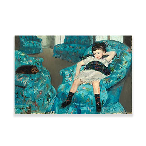 Mary Cassatt Canvas Wall Art - Little Girl In A Blue Armchair Poster - Impressionism Art Prints - Fine Art Oil Paintings For Home Girls Bedroom Unframed (Little Girl In A Blue Armchair,12X18Inches/30X45Cm) #TOP24
