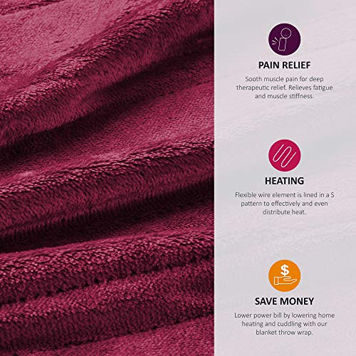 Comfort Spaces Luxury Microplush Electric Wrap Blanket Super Soft And Warm Reversible Heated Throw Poncho With Auto Shutoff, 50"X64", Grey #TOP2