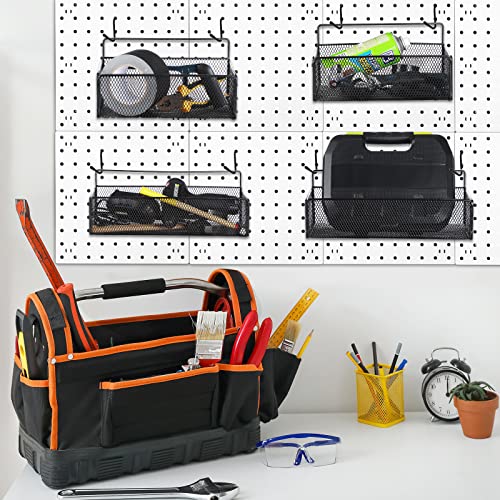 Unittype 4 Pieces Pegboard Baskets With 8 Peg Board Hooks Pegboard Wall Organizer Storage Pegboard Bins For Garage Workbench Kitchen Office Craft Room Wall Mount Organizer Accessories thumb #5
