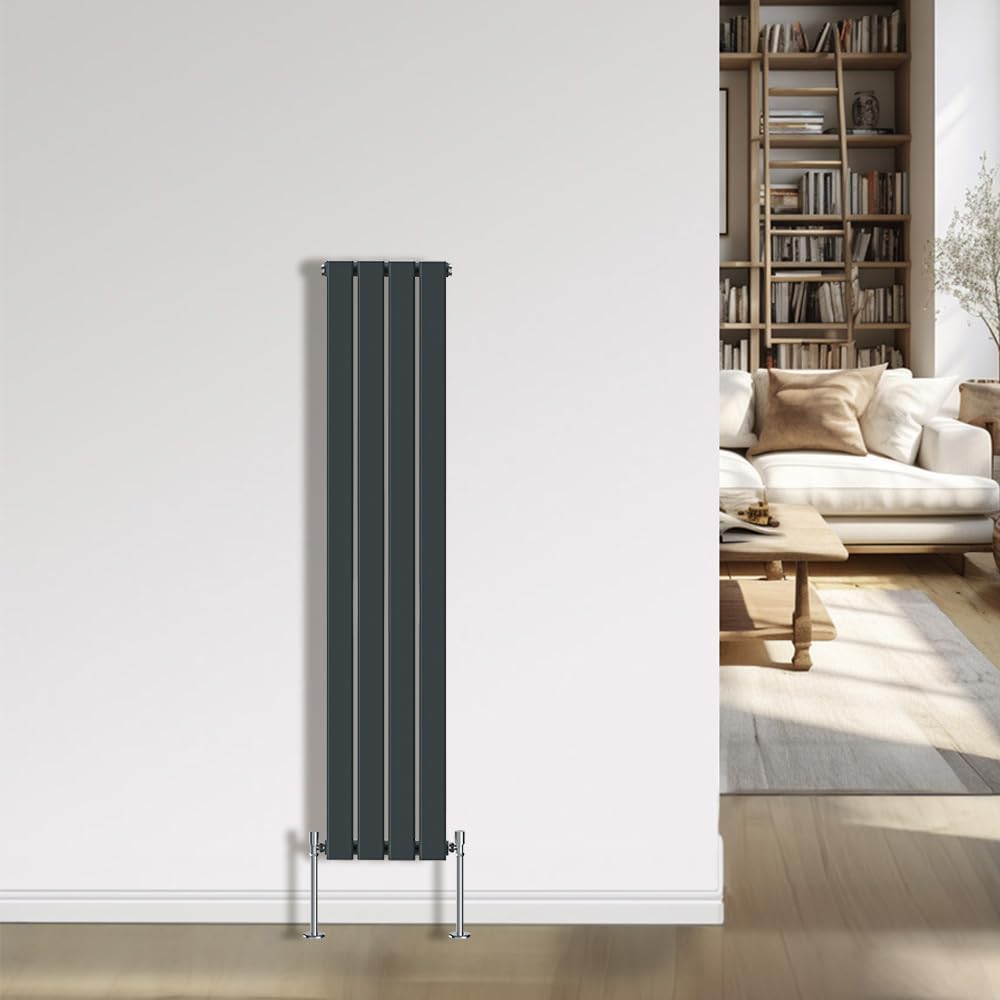 NRG Anthracite Radiator 1600x272mm Single Flat Panel Home Designer Radiator