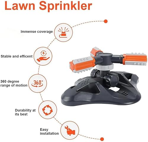 Miniatura 3 de HOQLU Rociadores giratorios de 360 para patio y jardín. Cobertura de área grande, riego para céspedes exuberantes. Eleva la belleza de tu jardín con