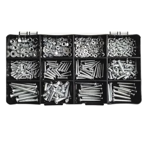 1/5 Boxes M3 M4 M5 Half Round Head Combination Set Cross Screw Nut Nut Bolt Shim Assortment Kit Household Screws Nuts Bolts Washers (1 Box,V)
