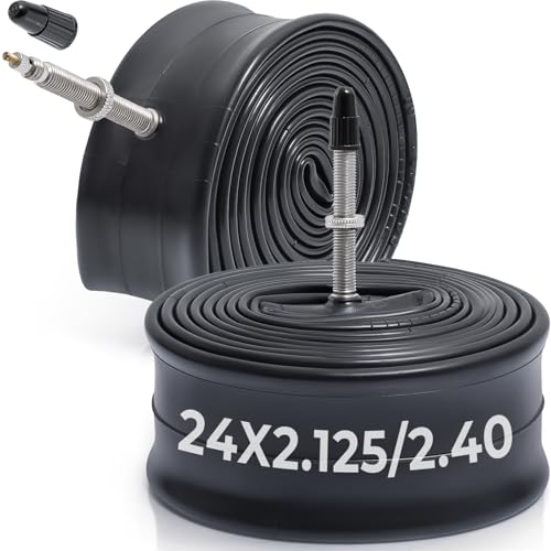 MetersGod 2本,24x2.125/2.25/2.30/2.35/2.40 自転車チューブ,24x2.125-2.40 自転車タイヤに対応,仏式バルブ48mm,ブチルゴム,適用マウンテンバイク、クロスバイク、シティバイク,MGN021
