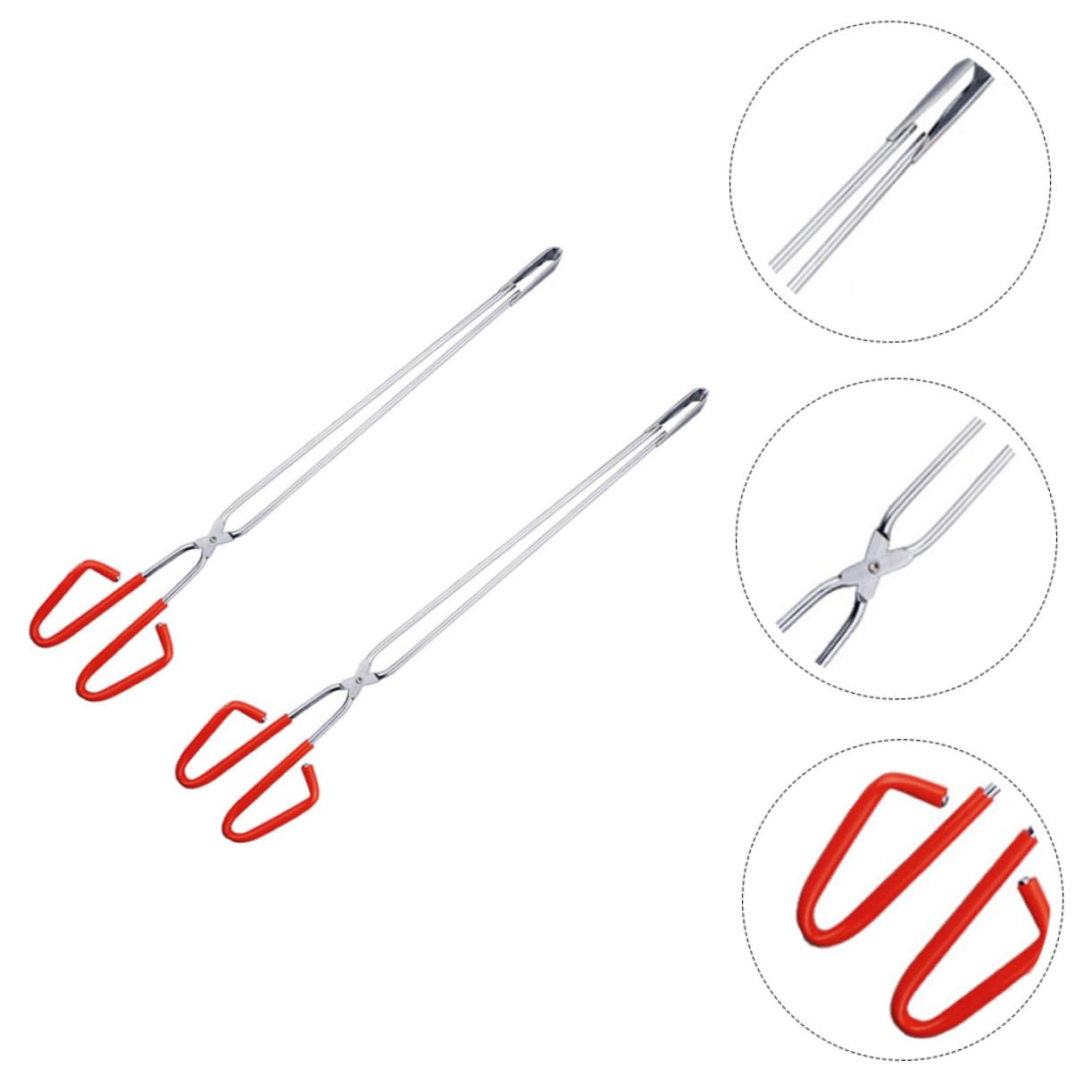 Pince à Déchets Longue Portée 2 Pièces Rouge en Acier Inoxydable