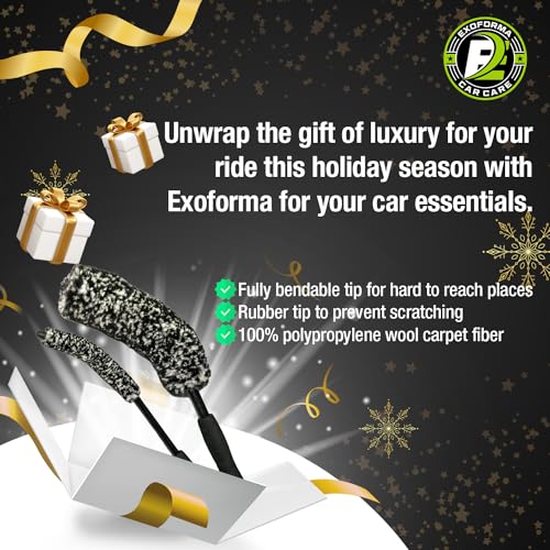 Image of ExoForma Bendable Brush Set - Unique Adjustable 2-Piece Wheel Brush Set Cleans Behind Wheels - Tough Yet Gentle Wool Fiber + No-Scratch Rubber Tip Safe for All Wheel Types - Comfy Ergonomic Grip