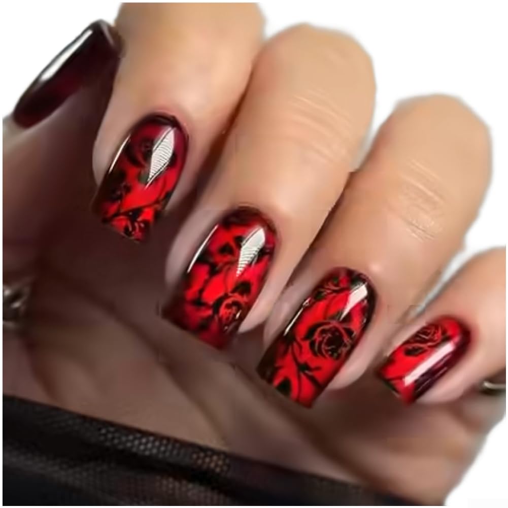 Uñas Cuadradas Medianas ABS para estilo Retro Vintage Uñas Cuadradas