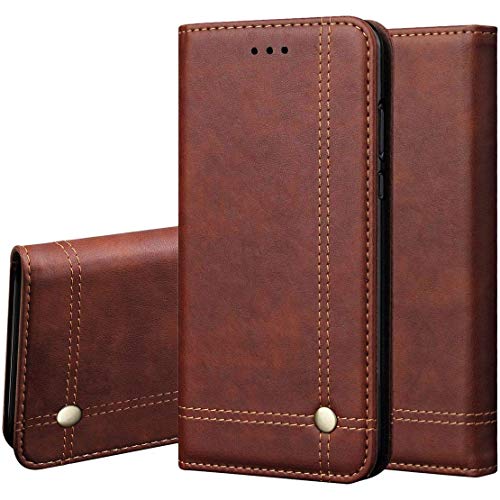 Pikkme Samsung Galaxy M12 / F12 / A12 Leather Magnetic Flip Wallet Case Cover for Samsung Galaxy M12 / F12 / A12 (Brown)- Best and cheap mobile covers in India
