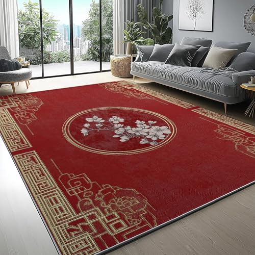 5x8 Chinese Floral Geometric Rug