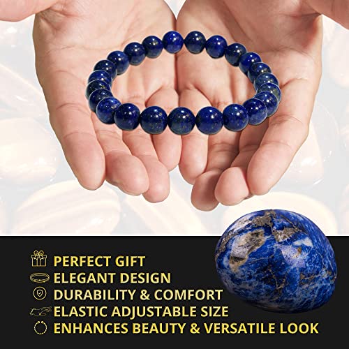Image of ANAYA AGATE Healing Crystal Bracelet for Women and Men - 8mm Round Beaded Bracelet for Men and Women - Unisex Stretchy Gemstone Bracelet for Healing and Protection