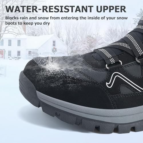 Image of Moodeng Mens Winter Boots Casual Lightweight Snow Boots Warm Fur Lined Hiking Boots Water-Resistant Comfortable Ankle shoes Outdoor Walking