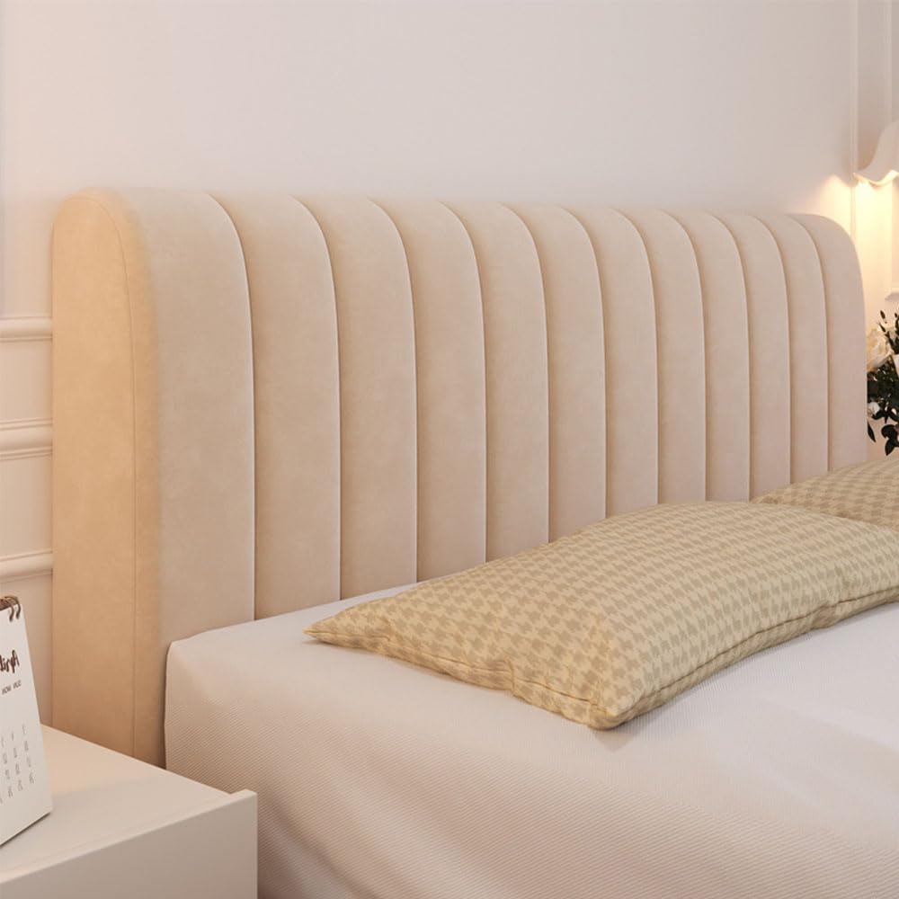 Funda para Cabecero de Cama Color Sólido Nórdico, Suave Elástica Cabecera, Todo Incluido Prueba de Polvo Cabecero, Protector de Cabecero Cama para Dormitorio (150cm,Caqui)