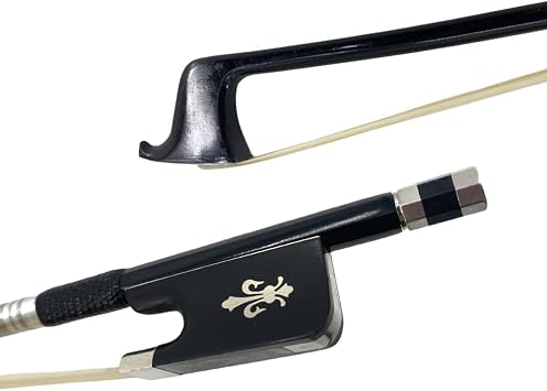 4/4 Viola bow Carbon Fiber Ebony Frog Natural bow hair Well Balanced Lightweight Strong Fleur de lis Inlay