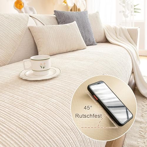 Edumov Sofa Überzug rutschfeste, Universal Sofaschoner 1 2 3 4 Sitzer, Waschbar Sofabezug Sofaüberwurf, Weiche Couchüberzug Überwurfdecken für L Form U Form Sektionssofa(Grau, 70x70cm)