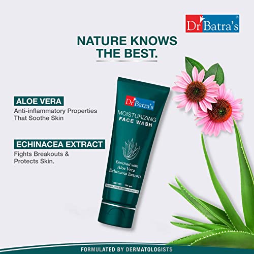 Image of Dr Batra's Moisturizing Facewash, Enriched with Aloe Vera, Face Wash for Balanced & Supple skin, Protection from impurities, Suitable for adults (100g)