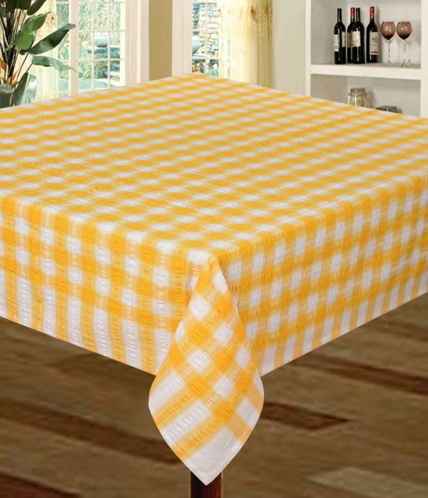 Snugglemore Seersucker 100% Cotton Tablecloth Sizes Napkins Also Available (Gold, 36" x 36")