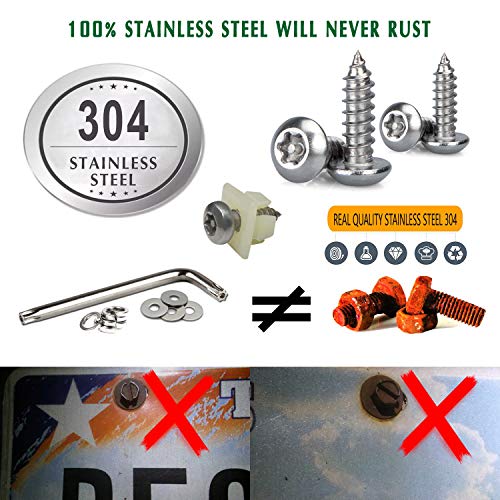 Bggtmo YY-LICENSE PLATE SCREWS License Plate Screws Anti Theft -Stainless Steel Tamper Resistant Locking Front Or Rear Car Tag Frames Bolts Set,1/4 Metric M6 Security Rust Proof Self-Tapping Screws,Fasteners Nut,Chrome Caps thumb #1