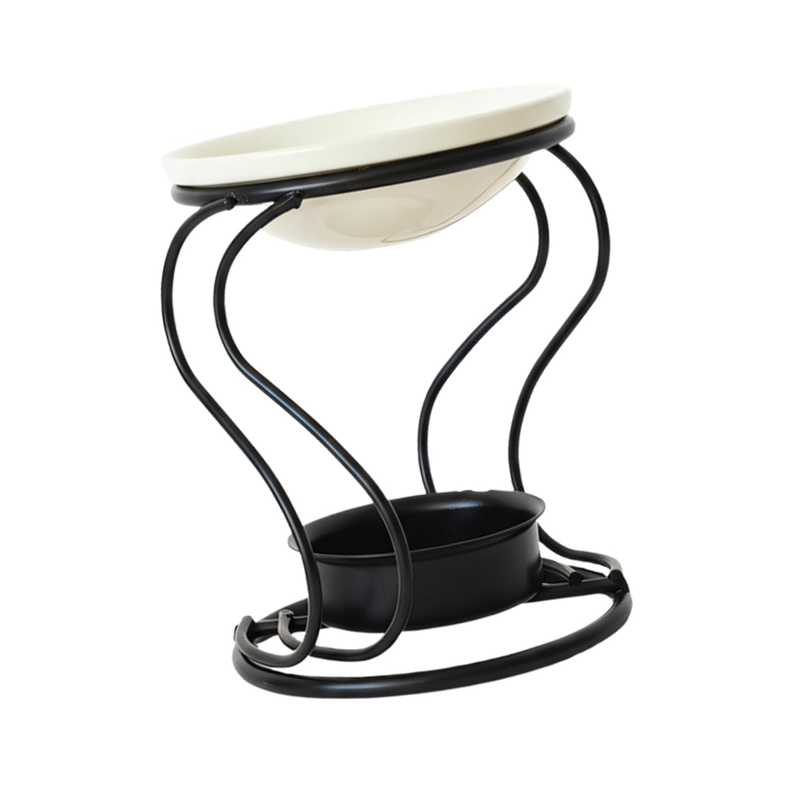 Iron S Curved Stand Essential Oil Burners with Ceramic Metal Stand for Fragrances and Oil Diffusing Scent Tray