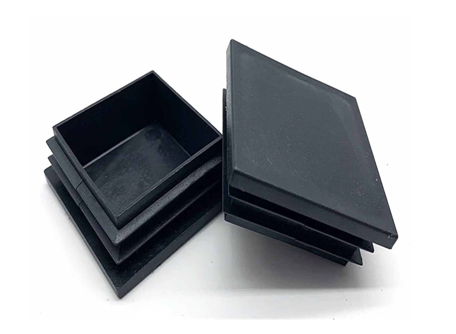 Prostokątna zatyczka do rur ze stali czarnej antypoślizgowe nakładki na nogi meblowe 60 x 60 mm 50 x 50 mm 40 x 40 mm chroni podłogi trwałe nasadki do rur zestaw 8 szt. (38 EU)