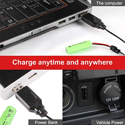 Fpvera Rc Car Battery - 2 Pack 500Mah Batteries 3.7V Li-Ion Rechargeable For Double Sided Rc Stunt Car Rc Trucks Small Rc Boat Remote Control Toy Cars E35 De38 De40 De50 With Usb #TOP4