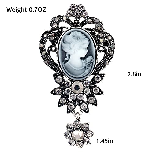 Image of lureme Vintage Elegant Victorian Lady Beauty Cameo with Crystal Brooch Pin (br000017)