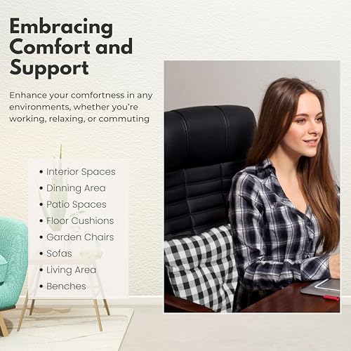 Image of CHAIRPAD |100% Cotton,18x18 Inch Square Chair Pad Seat Cushion, Office Chair pad, Indoor /Outdoor, Dining Living Room, Kitchen with Ties- Pack of 1 (Black)