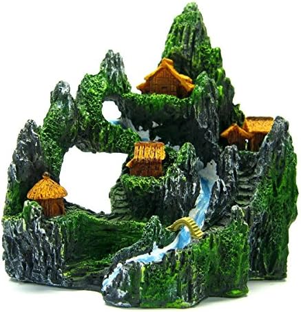 2 Kinds Mountain View River Aquarium Ornament Decor Tree House Cave Bridge Waterfall