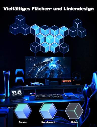 Image of Govee Glide Hexagon Light Panels Ultra, RGBIC 3D Wall Lights with DIY | 60 Scenes and 129 Lamp Beads, Upgraded Gaming Light for Gaming Room, Compatible with Alexa, 10 Pack Meteor Gray