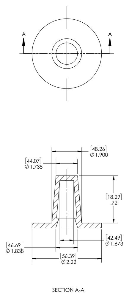 Caplugs Plastic Tapered Cap and Plug with Wide Flange W-19, PE-LD, Cap OD 1.673