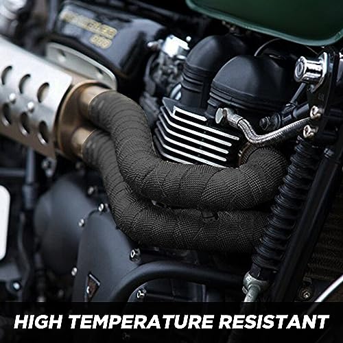 Hitzeschutzband für Auspuff - 5 m schwarzes Thermoband mit 6 Edelstahlkabelbindern