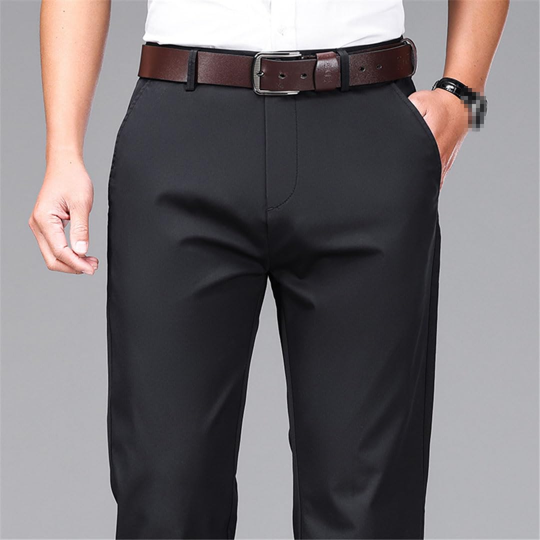 Vogrtcc Pantalones Casuales Rectos Delgados para Hombres Pantalones Elásticos De Negocios De Estilo Clásico Gris Claro para Hombres