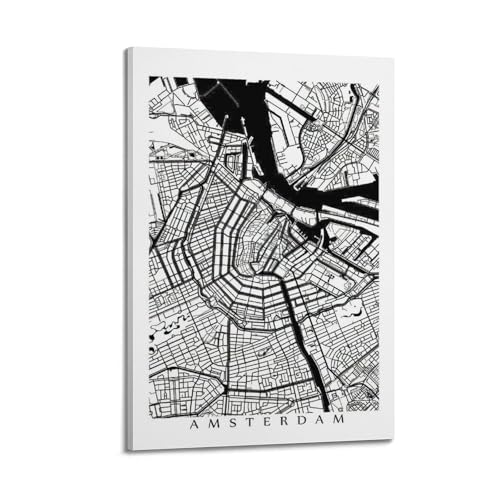 Poster Amsterdam noir et blanc de 20x30cm pour créer une ambiance salon moderne et cocooning